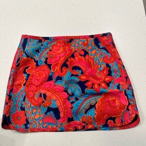 Zara Pink and Blue Paisley Mini Skirt